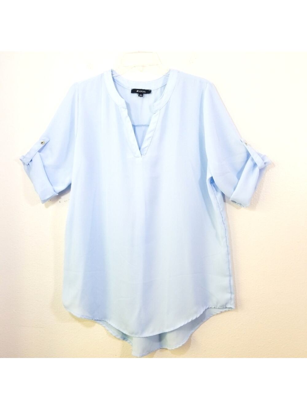 42 Pops chiffon oversized tab sleeve tunic top M